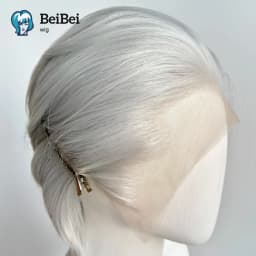 BeiBei Black Wig Short 8Inch 13*4 Lace Front Wig for Man Sliver Blonde Synthetic Wigs Heat Resistant Fiber Hair Wig for Cosplay