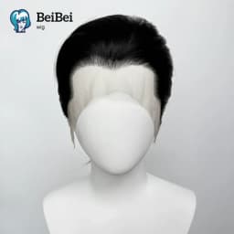 BeiBei Black Wig Short 8Inch 13*4 Lace Front Wig for Man Sliver Blonde Synthetic Wigs Heat Resistant Fiber Hair Wig for Cosplay