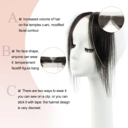 1Piece 100% Human Bangs Real Hairpiece Invisible Breathable Smooth Bangs for Women Daily Use Cover the High Hairline Sided