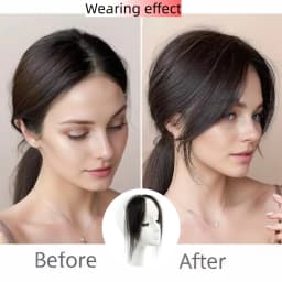 1Piece 100% Human Bangs Real Hairpiece Invisible Breathable Smooth Bangs for Women Daily Use Cover the High Hairline Sided