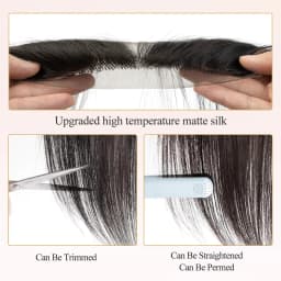 1Piece 100% Human Bangs Real Hairpiece Invisible Breathable Smooth Bangs for Women Daily Use Cover the High Hairline Sided