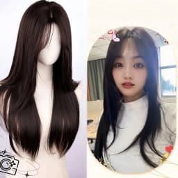 Natural Black 28 Inch Long Straight Wig Heat Resistant Synthetic Wig For Women Cosplay Party Carnival