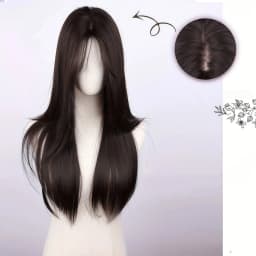 Natural Black 28 Inch Long Straight Wig Heat Resistant Synthetic Wig For Women Cosplay Party Carnival