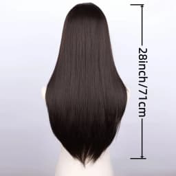 Natural Black 28 Inch Long Straight Wig Heat Resistant Synthetic Wig For Women Cosplay Party Carnival