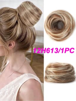 Easy Wear Synthetic Updo Wig Hair Elegant Straight Chignon Bun Hair With Rubber Band Heat Resistant Fiber Ponytail Hairpieces