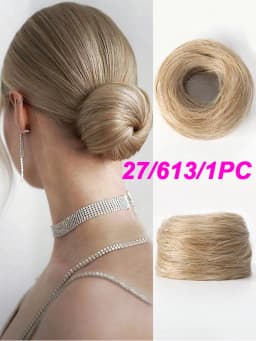 Easy Wear Synthetic Updo Wig Hair Elegant Straight Chignon Bun Hair With Rubber Band Heat Resistant Fiber Ponytail Hairpieces