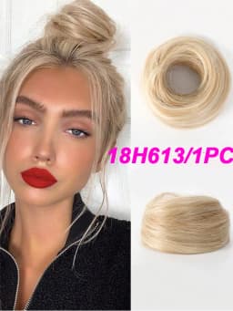 Easy Wear Synthetic Updo Wig Hair Elegant Straight Chignon Bun Hair With Rubber Band Heat Resistant Fiber Ponytail Hairpieces