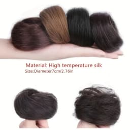 Easy Wear Synthetic Updo Wig Hair Elegant Straight Chignon Bun Hair With Rubber Band Heat Resistant Fiber Ponytail Hairpieces