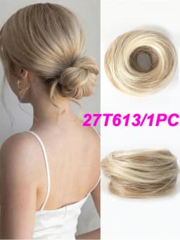 Easy Wear Synthetic Updo Wig Hair Elegant Straight Chignon Bun Hair With Rubber Band Heat Resistant Fiber Ponytail Hairpieces