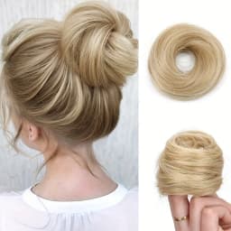 Easy Wear Synthetic Updo Wig Hair Elegant Straight Chignon Bun Hair With Rubber Band Heat Resistant Fiber Ponytail Hairpieces