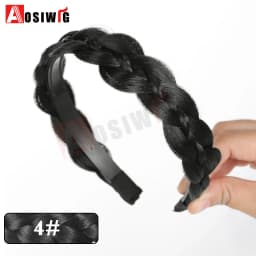 AOSI 1PC Synthetic Ladies Hair Wide Fishbone Braids Non-slip Headband Handmade Retro Headband Styling Headwear Accessories