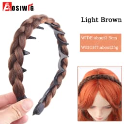 AOSI 1PC Synthetic Ladies Hair Wide Fishbone Braids Non-slip Headband Handmade Retro Headband Styling Headwear Accessories