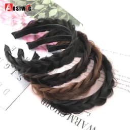 AOSI 1PC Synthetic Ladies Hair Wide Fishbone Braids Non-slip Headband Handmade Retro Headband Styling Headwear Accessories