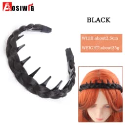 AOSI 1PC Synthetic Ladies Hair Wide Fishbone Braids Non-slip Headband Handmade Retro Headband Styling Headwear Accessories