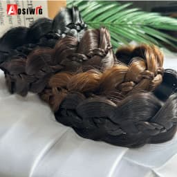 AOSI 1PC Synthetic Ladies Hair Wide Fishbone Braids Non-slip Headband Handmade Retro Headband Styling Headwear Accessories