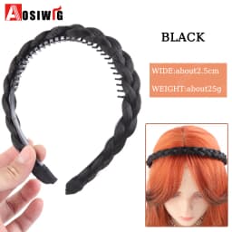 AOSI 1PC Synthetic Ladies Hair Wide Fishbone Braids Non-slip Headband Handmade Retro Headband Styling Headwear Accessories