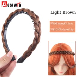 AOSI 1PC Synthetic Ladies Hair Wide Fishbone Braids Non-slip Headband Handmade Retro Headband Styling Headwear Accessories