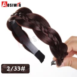 AOSI 1PC Synthetic Ladies Hair Wide Fishbone Braids Non-slip Headband Handmade Retro Headband Styling Headwear Accessories