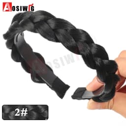 AOSI 1PC Synthetic Ladies Hair Wide Fishbone Braids Non-slip Headband Handmade Retro Headband Styling Headwear Accessories