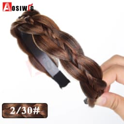 AOSI 1PC Synthetic Ladies Hair Wide Fishbone Braids Non-slip Headband Handmade Retro Headband Styling Headwear Accessories