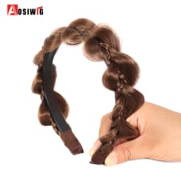 AOSI 1PC Synthetic Ladies Hair Wide Fishbone Braids Non-slip Headband Handmade Retro Headband Styling Headwear Accessories