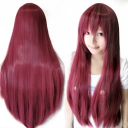 Synthetic Hair Red Straight Long Wig for Anime Cosplay Rias Gremory Halloween Costume Hair Erza Scarlet Wig with Bangs