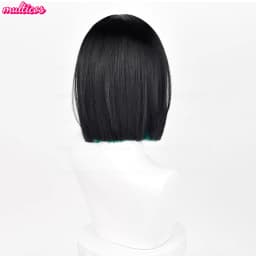 High Quality Anime Sua Cosplay Wig 30cm Black Green Mixed Bobo Heat Resistant Synthetic Hair Halloween Role Play Wigs + Wig Cap