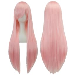 Synthetic Pink Straight Wig with Bangs for Anime Yuno Gasai Cosplay Princess Bubblegum Hair Wigs for Halloween Costume