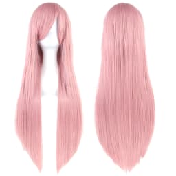 Synthetic Light Pink Long Wig for Anime Cosplay Megurine Luka Straight Momoi Satsuki Wig with Bangs