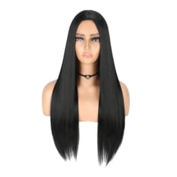 Long Straight Black Wig 32 Inch Heat Resistant Synthetic Wig For Women Cosplay Party Natural Black