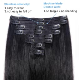 8 Pieces Hair Extensions Clip in Human Hair 18 Clips Full Head Clip on Remy Hair Extension for Women Natural Black Clip Hair