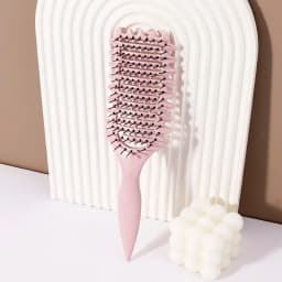 Curling Styling Brush - Hollow Massage Comb, Nylon Mane, ABS Plastic Handle, Comfortable Grip Special for Real Hair Wigs