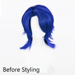 Medium Long Blue Wolf Tail Wigs Middle Part Synthetic Fluffy Anime Game Cosplay Fluffy Wig for Daily Party