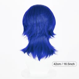 Medium Long Blue Wolf Tail Wigs Middle Part Synthetic Fluffy Anime Game Cosplay Fluffy Wig for Daily Party