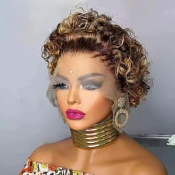 Hightlght 4/27 Pixie Cut Wig Ombre Honey Blonde 13x1 Lace Frontal Human Hair Wigs Brazilia Short Bob Wigs Human Hair 100%