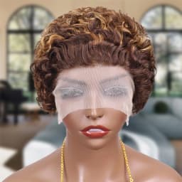 Hightlght 4/27 Pixie Cut Wig Ombre Honey Blonde 13x1 Lace Frontal Human Hair Wigs Brazilia Short Bob Wigs Human Hair 100%