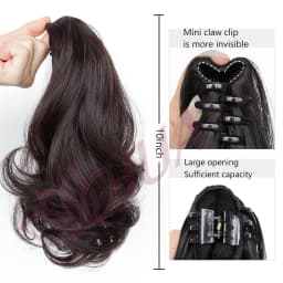 10InchSynthetic Ponytail Claw Clip Ponytail Extensions Short Curly Ponytail Ladies Black Brown Hair Clip for Women