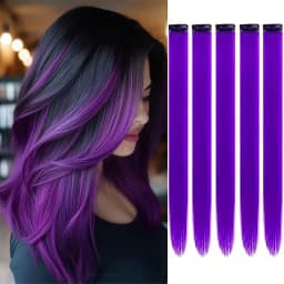 20Inch Synthetic Colorful 5pcs/set Clip Hair Extensions High Temperature Long Straight Hairpieces for Women Daily Party Use