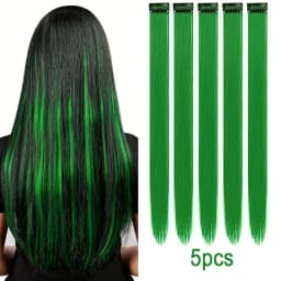 20Inch Synthetic Colorful 5pcs/set Clip Hair Extensions High Temperature Long Straight Hairpieces for Women Daily Party Use