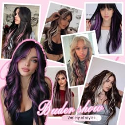 20Inch Synthetic Colorful 5pcs/set Clip Hair Extensions High Temperature Long Straight Hairpieces for Women Daily Party Use