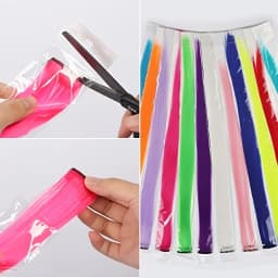 20Inch Synthetic Colorful 5pcs/set Clip Hair Extensions High Temperature Long Straight Hairpieces for Women Daily Party Use