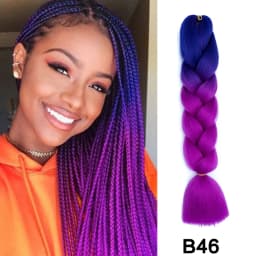 Synthetic 24inch Long Purple Braiding Hair Extensions for Braids Rumi Braiding Hair for Stage Party Cosplay, Multi-colored Braid