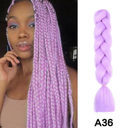 Synthetic 24inch Long Purple Braiding Hair Extensions for Braids Rumi Braiding Hair for Stage Party Cosplay, Multi-colored Braid