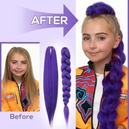 Synthetic 24inch Long Purple Braiding Hair Extensions for Braids Rumi Braiding Hair for Stage Party Cosplay, Multi-colored Braid