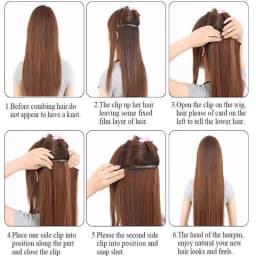 24Inch Synthetic Long Straight 5 Clips One Piece Invisible Hair Extensions Black Brown Hairpiece for Women