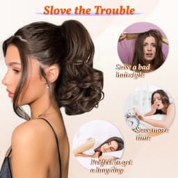 Ponytail Extensions,10 inch Short Claw Clip on Ponytail Extensions Chocolate Brown Synthetic Curly Wavy Pony Tails Hairpieces