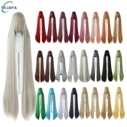 700g High Quality 59" 150cm Long Straight Cosplay Wig With Bang Blond Brown Red Green Blue Heat Resistant Hair Colors Anime Wigs
