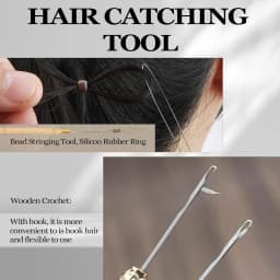 Professional Hair Extension Kit with Beads,Pliers, Pulling Hook, Threads, Needle - Metal Tools for All Hair Types,