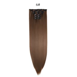 24 Inches Synthetic Long Straight Hairstyle 16 Clips 6Pcs/Set Hair Extensions Blonde Black Hairpieces Heat Resistant For Women