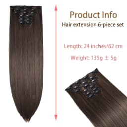 24 Inches Synthetic Long Straight Hairstyle 16 Clips 6Pcs/Set Hair Extensions Blonde Black Hairpieces Heat Resistant For Women